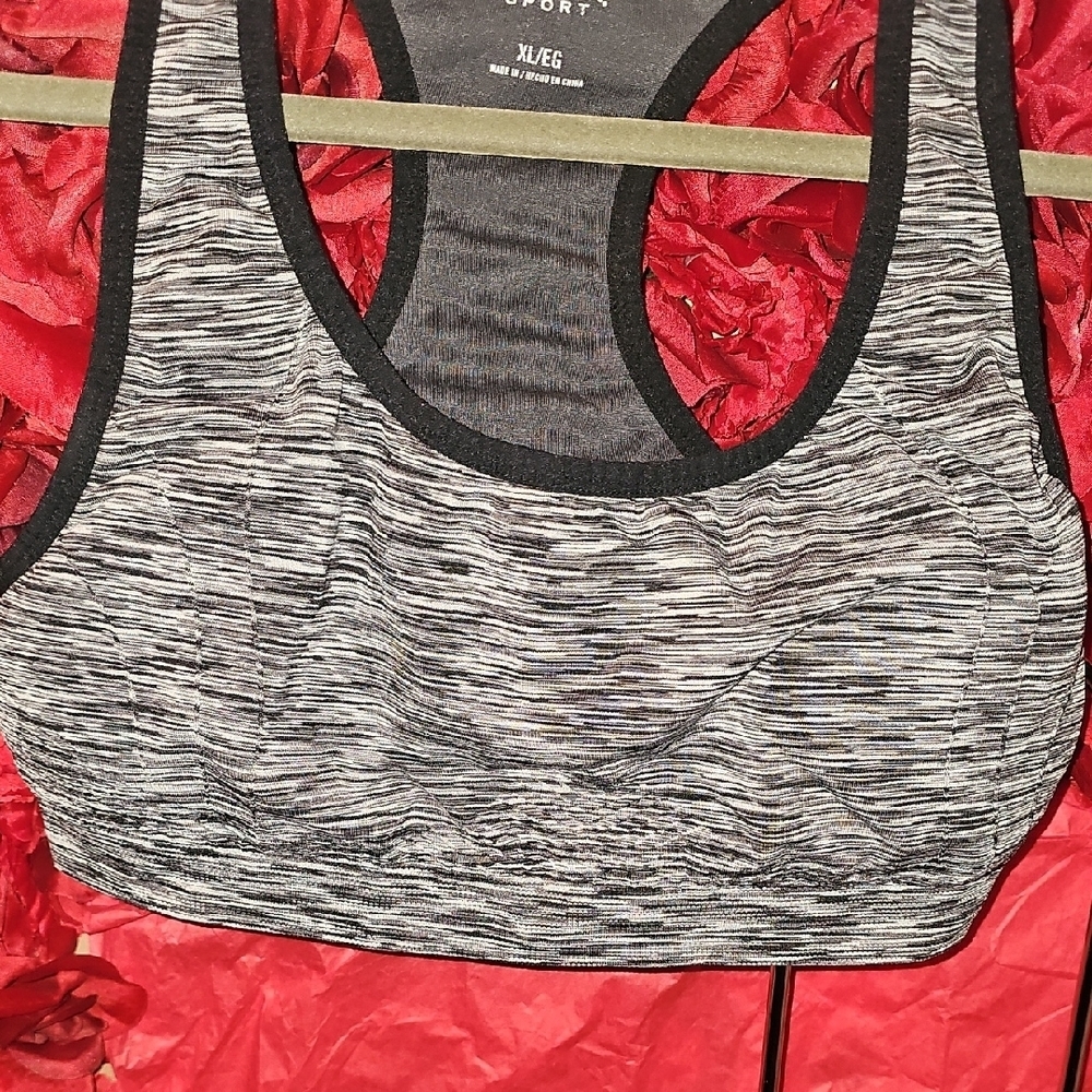 Everlast Heathered Gray Black Accent Racerback Sports Bra Size Xlarge